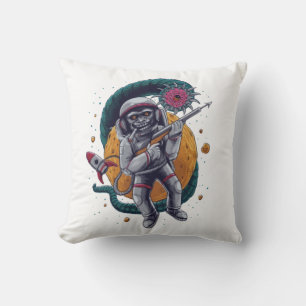 Cojín Decorativo Aventuras Retro Espacio Astronauta Criatura Cósmic