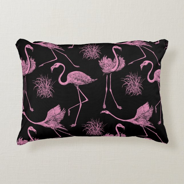 Cojín Decorativo Aves abstractas: Patrón de moda monocromo (Anverso)