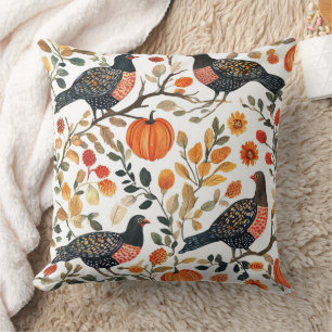 Cojín Decorativo Aves Acuarela Terrosa Vibrante - Estilo Bohemio