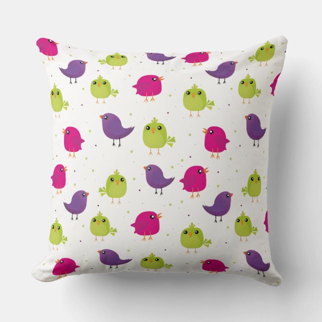 Cojín Decorativo Aves alegres y coloridas (Anverso)