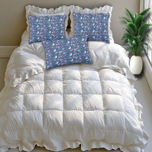 Cojín Decorativo Aves azules bonitos rosas rosas elegantes