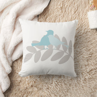 Cojín Decorativo Aves azules y grises para bebés