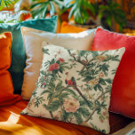 Cojín Decorativo Aves de flores tropicales coloridas<br><div class="desc">Este diseño de almohadas de temática tropical arroja flores y pájaros vibrantes,  ideal para su hogar tropical.</div>