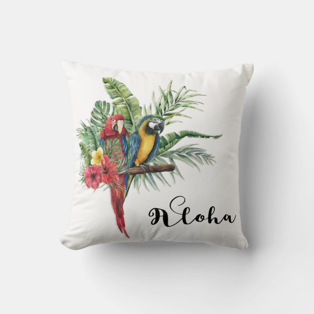 Cojín Decorativo Aves del paraíso de las islas Botánicas Tropicales (Anverso)