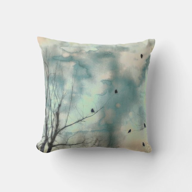 Cojín Decorativo Aves En Árboles (Anverso)