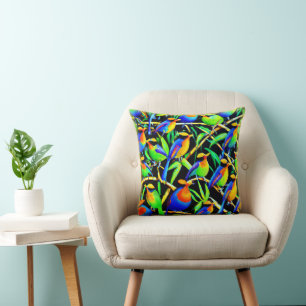 Cojín Decorativo Aves En Pintura De Árboles. ¡Hazte con una en Zazz