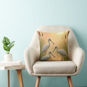 Cojín Decorativo Aves Espátula En Humedal