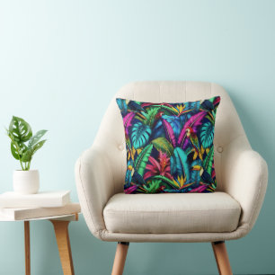 Cojín Decorativo Aves Exóticas Jungla Sueños Superficie Sin Costura