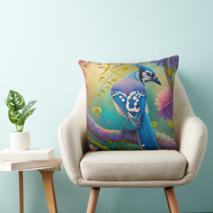 Cojín Decorativo Aves fantásticas Jay azul
