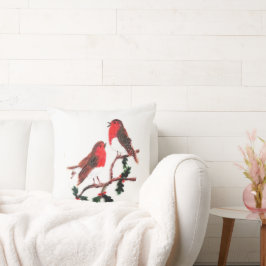 Cojín Decorativo Aves festivas Holly Robins