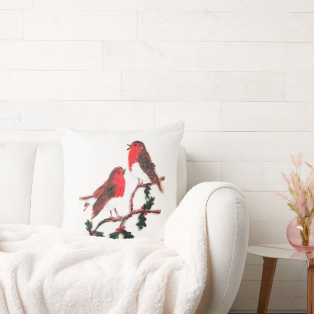 Cojín Decorativo Aves festivas Holly Robins (Sofá)
