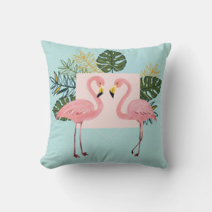 Cojín Decorativo Aves Flamingo Con Hojas Hojas de palma de Flamin