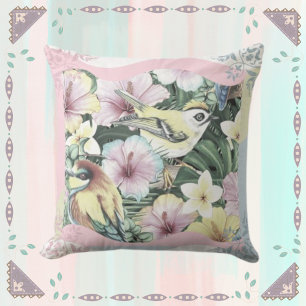 Cojín Decorativo Aves Florales Pastels