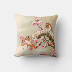 Cojín Decorativo Aves japonesas ventilares en una rama