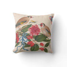 Aves marrones con flores y mariposa