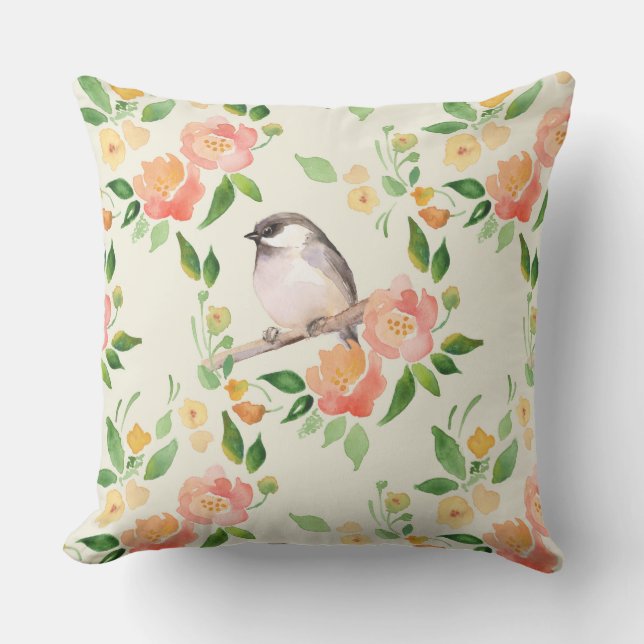 Cojín Decorativo Aves y flores (Anverso)