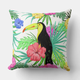 Cojín Decorativo Aves y flores tropicales