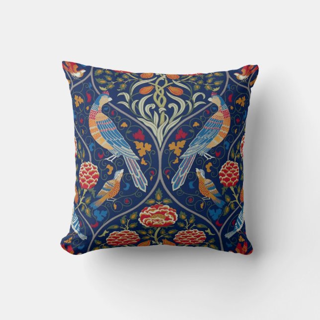 Cojín Decorativo Aves y flores, William Morris (Anverso)