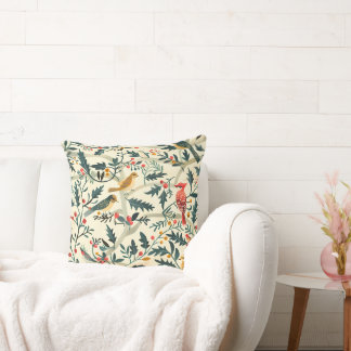 Cojín Decorativo Aves y hojas navidades