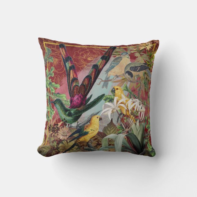 Cojín decorativo Aves y Verdor (Anverso)
