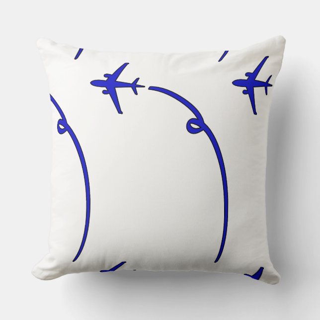 Cojín Decorativo Avión con pista de aire blanco (Anverso)