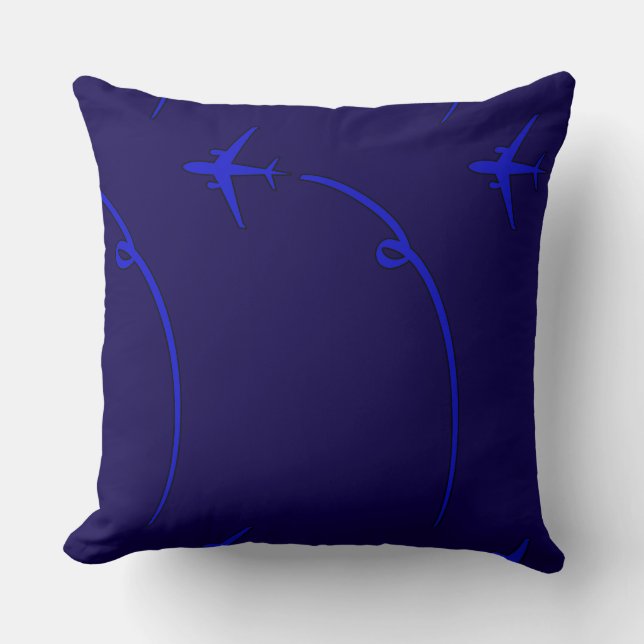 Cojín Decorativo Avión Con Sendero Aéreo Dk Blue (Anverso)