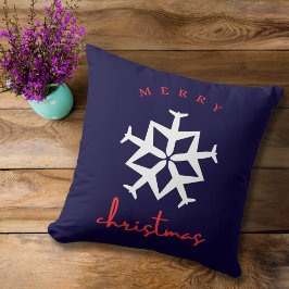 Cojín Decorativo Avión de navidades con copo de nieve Foto divertid