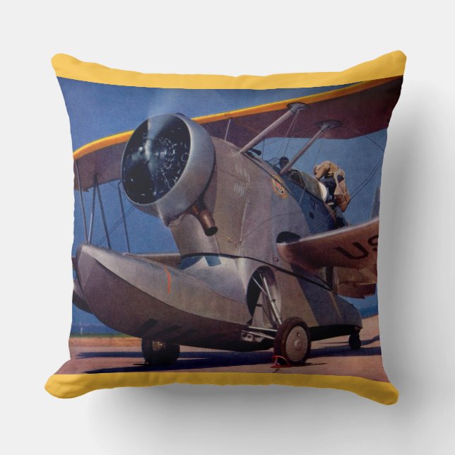 Cojín Decorativo Avión F-2 Grumman de 1939 (Anverso)