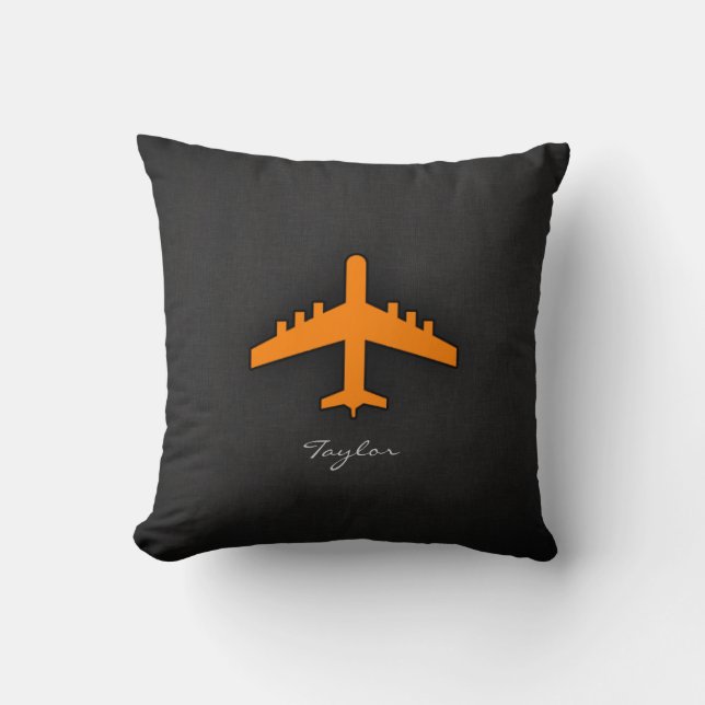 Cojín Decorativo Avión naranja (Anverso)