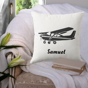 Cojín Decorativo Avión Negro Viaja Bebé Primer Cumpleaños, Aviación