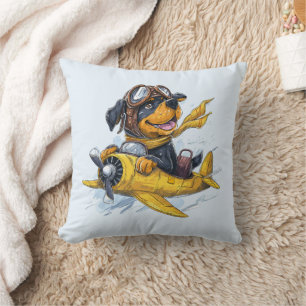 Cojín Decorativo Avión piloto de perros Rottweiler