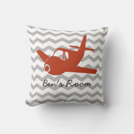 Cojín Decorativo Avión rojo y gris