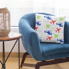 Cojín Decorativo Avión y nubes de color para el Aviador