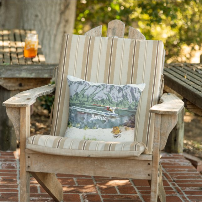 Cojín Decorativo Avión Y Viajes De Pesca De Alaska Bush (Silla)