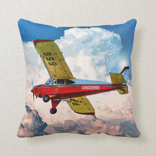Cojín Decorativo Aviones personales amarillos azules rojos con su