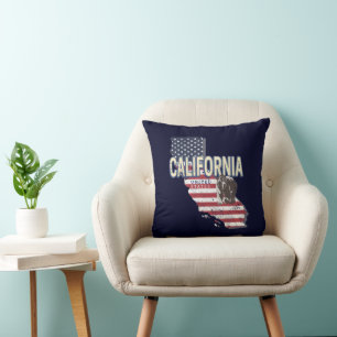 Cojín Decorativo Aviso de mapa de estados retro de California