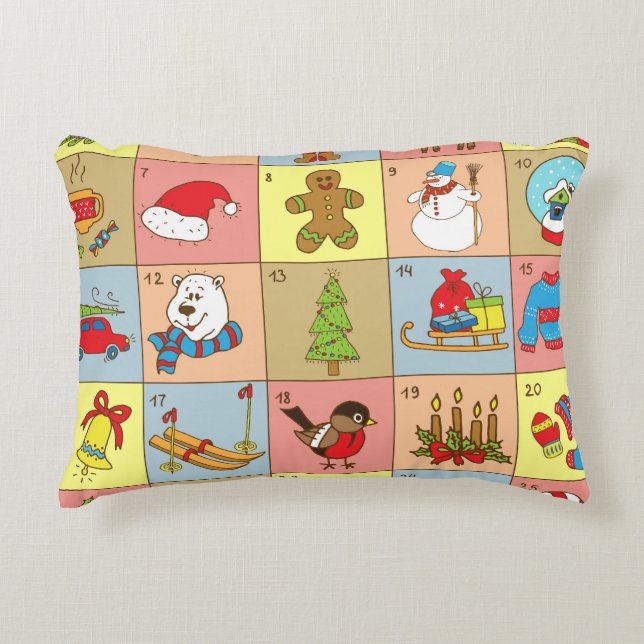 Cojín Decorativo Aviso de navidades: Colección de elementos Doodle (Anverso)