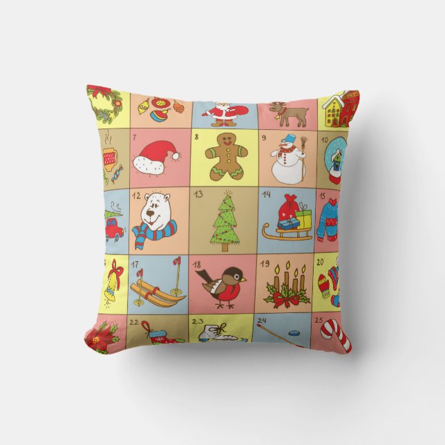 Cojín Decorativo Aviso de navidades: Colección de elementos Doodle (Anverso)
