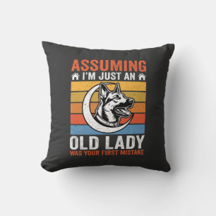 Cojín Decorativo Aviso de perro anciana Retro