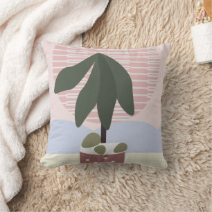 Cojín Decorativo Avocado Tree Blush Muted Geométrico Rosa Verde 