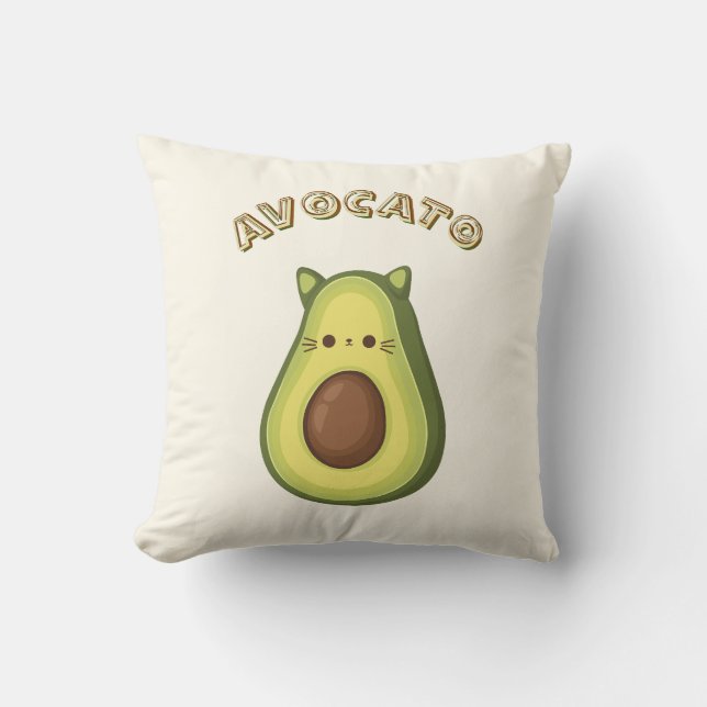 Cojín Decorativo AVOCATO - Gracioso Gato Y Aguacate Amantes Pillow (Anverso)