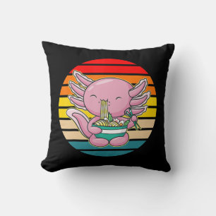 Cojín Decorativo Axolotl Comer Ramen Kawaii Anime Comida Japonesa K