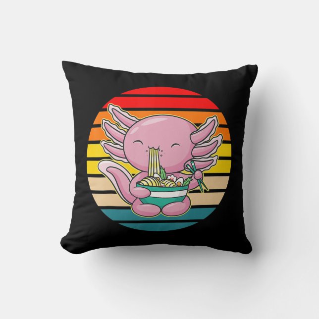 Cojín Decorativo Axolotl Comer Ramen Kawaii Anime Comida Japonesa K (Anverso)