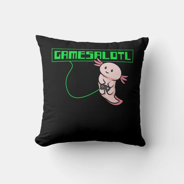 Cojín Decorativo Axolotl Gaming Gamesalotl Kawaii (Anverso)