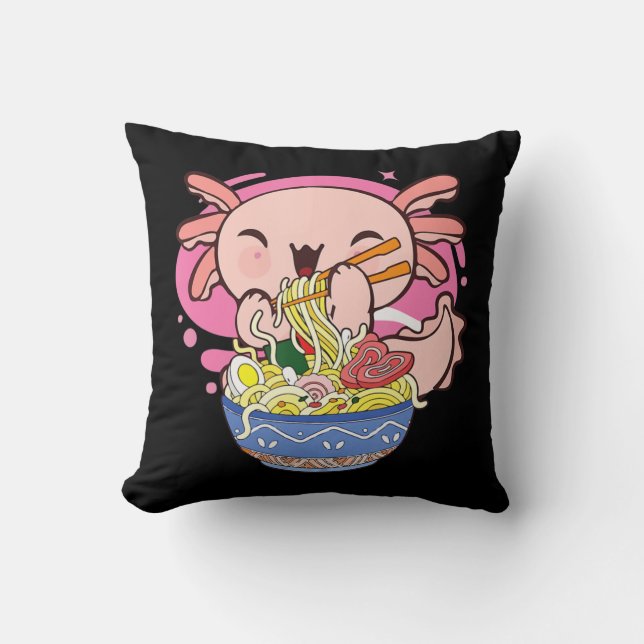 Cojín Decorativo Axolotl Ramen Kawaii japonés regalo de fideos anim (Anverso)