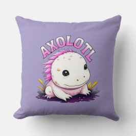 Cojín Decorativo Axolotl rosa y púrpura personalizado