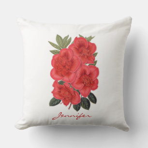 Cojín Decorativo Azalea blanca y roja indica floral