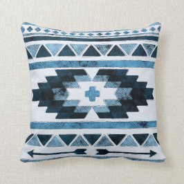Cojín Decorativo Azteca azul del Grunge tribal