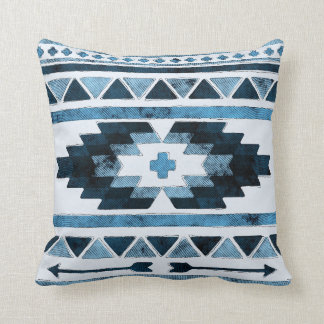 Cojín Decorativo Azteca azul del Grunge tribal