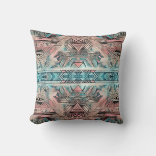 Cojín Decorativo Azteca Pastel Sudoeste Rosa Y Azul